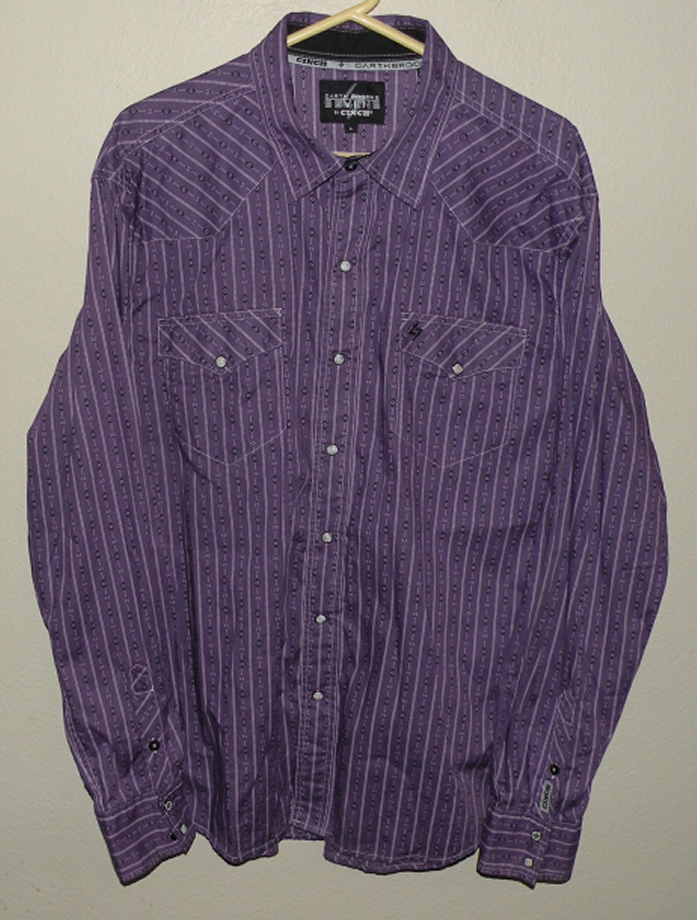 Garth Brooks Sevens by Cinch Men’s Large Western Pearl Snap Shirt Purple Striped